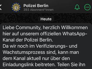 Der WhatsApp-Kanal der Polizei Berlin
